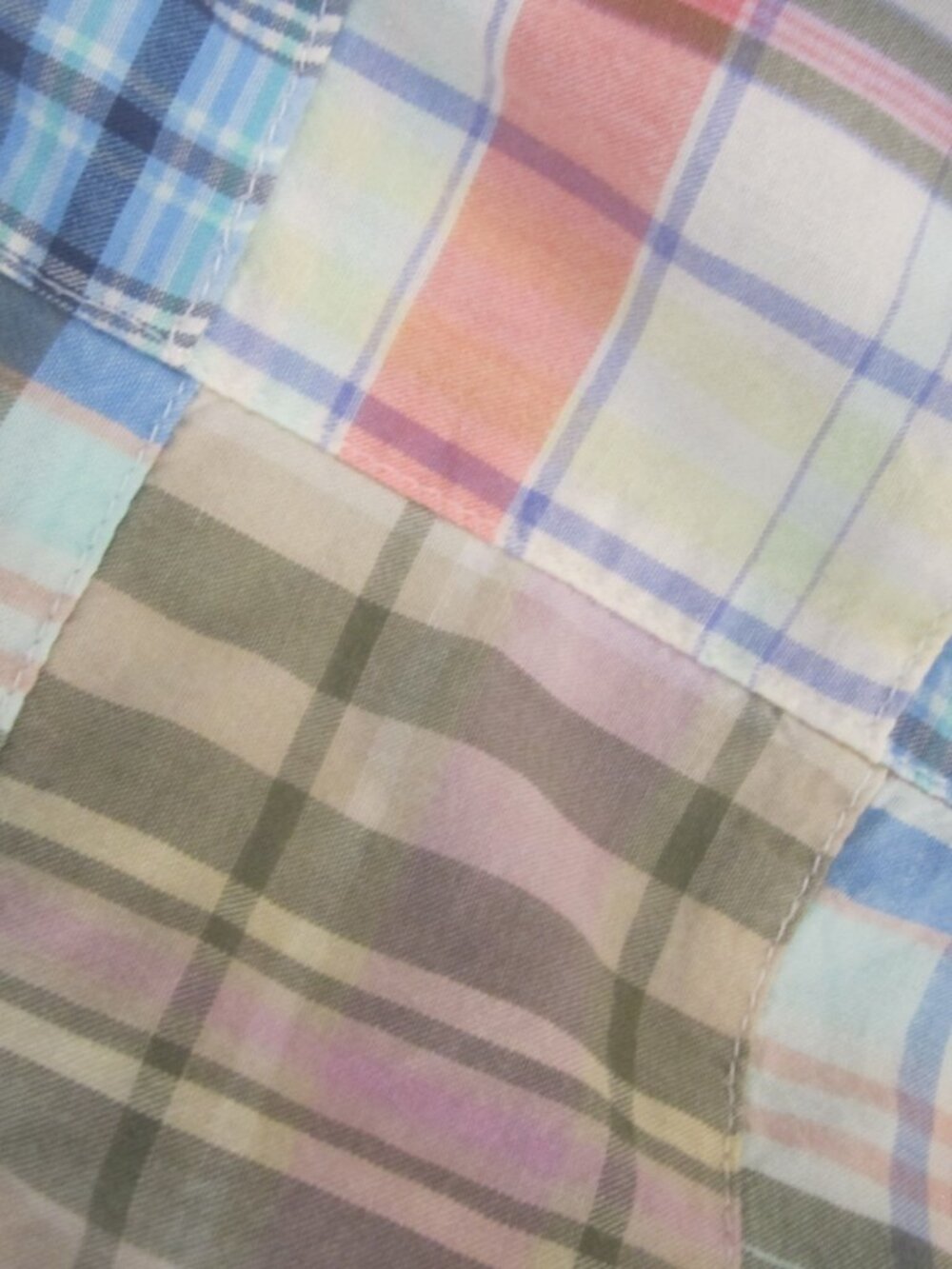 L.L. Bean Shirt Womens L Madras Patchwork Plaid Preppy Coastal Beach LS Shirt - Picture 8 of 13